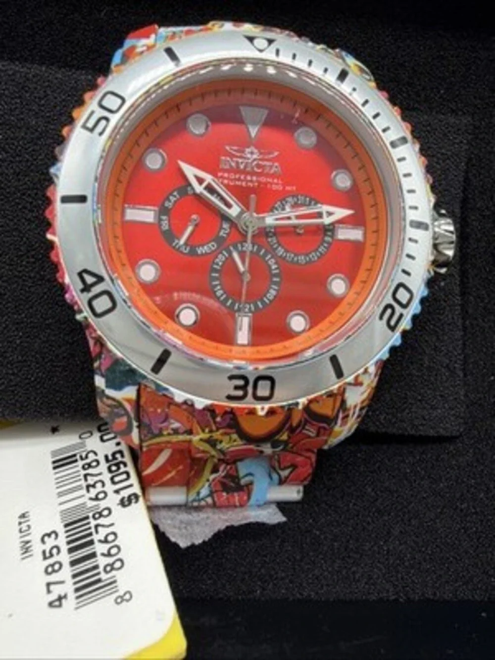 Invicta Pro Diver Aqua Plated Graffiti Men's 48mm Red Dial Quartz Watch 47853